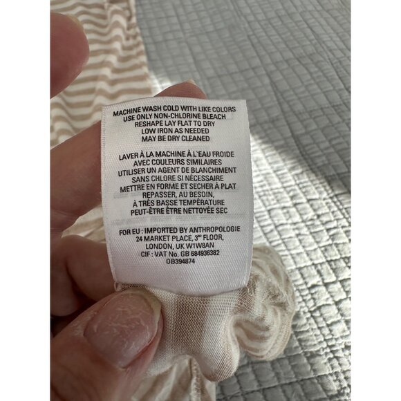 Anthropologie Little Yellow Button Top Women Small Stripe Polka Dot Sleeveless T - Picture 5 of 10